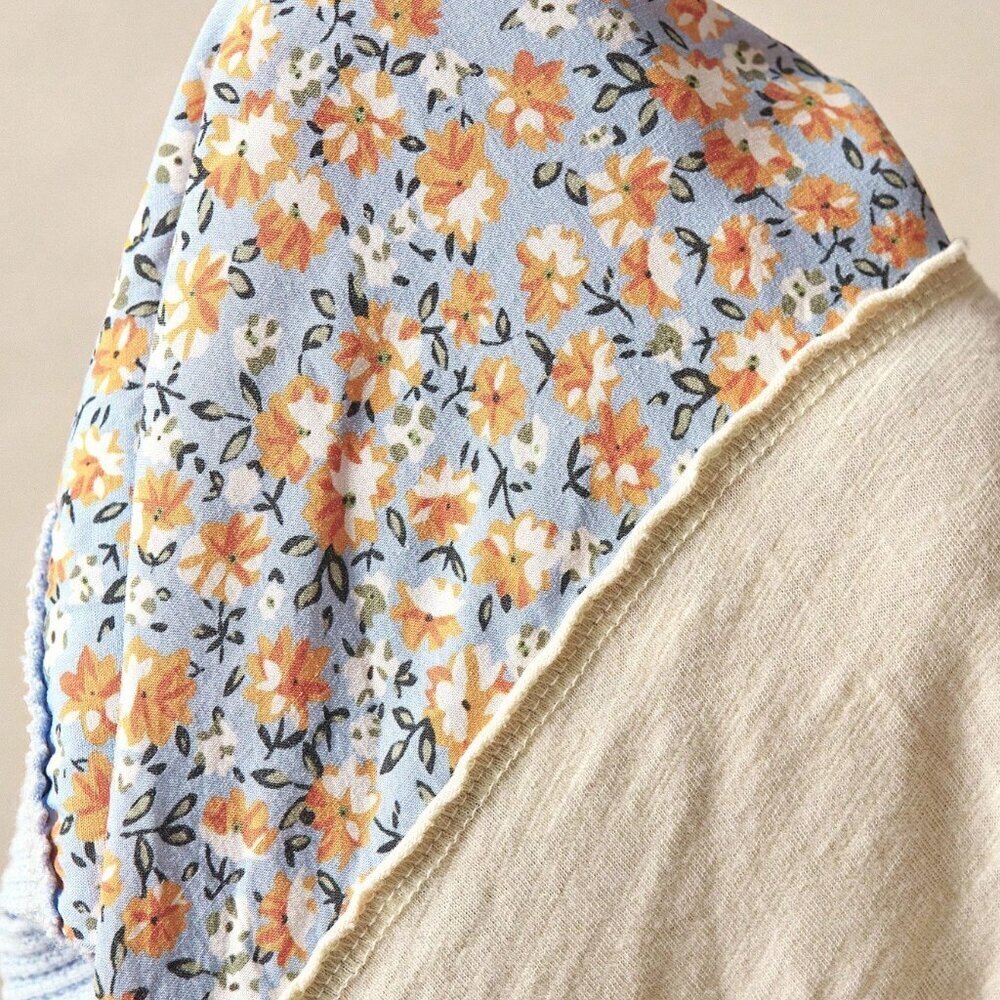 Blue Casual Women's Knit Patchwork Round Neck Long Sleeve Loose Blouse - Picture 8 of 8